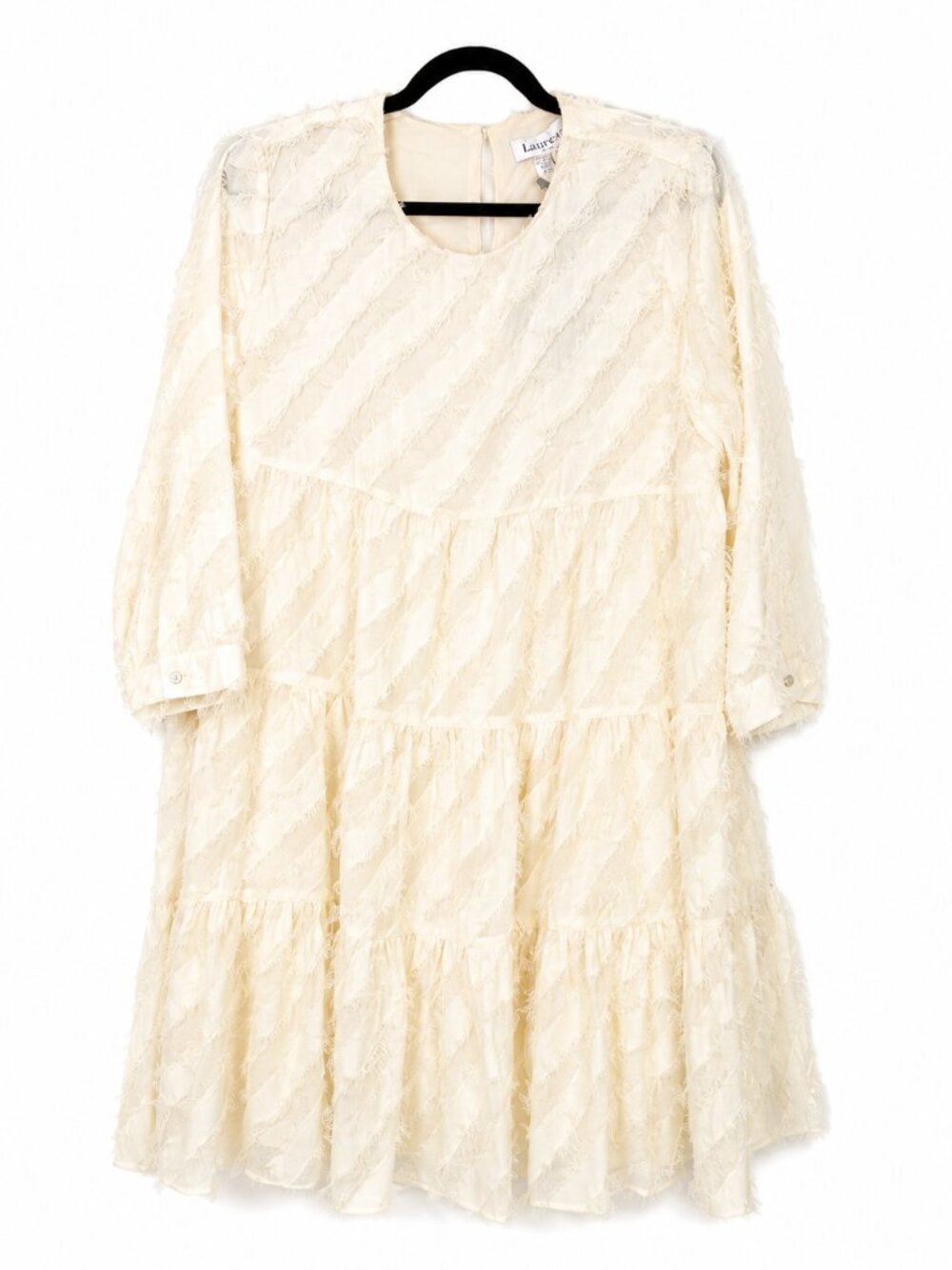 En Saison dress Women large Cream Textured Knee length Romantic